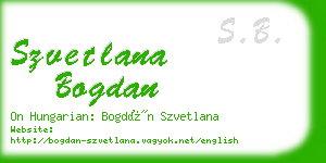 szvetlana bogdan business card